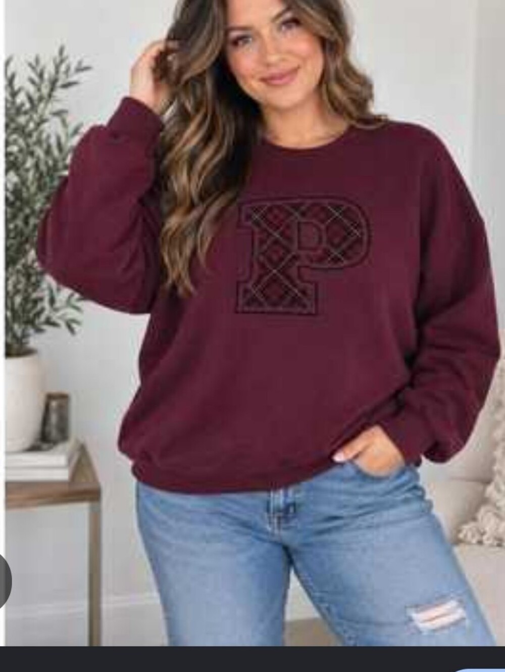 Pink Victoria's Secret Burgundy Crewneck Sweatshirt - Relaxed Fit